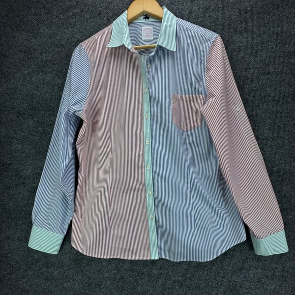 Brooks Brothers Tops - Brooks Brothers 346 Shirt Womens 14 Button Up Multicolor Colorblock Stripe